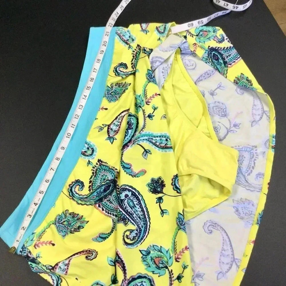 NWT Womens Yellow Tortoise Blue Paisley Mini A-Line Skort Skirt Size Plus 24W - Picture 6 of 8